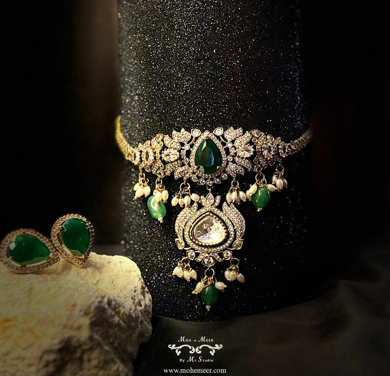 Sultana Gul-e-Noor Choker set ( Emerald)